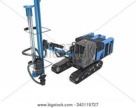 Big Construction Machinery Crawler Mounted Rotary Drilling Rig Isolated 3d Rendering On White Backgr