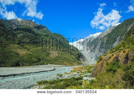 Franz Josef Glacier Landscape On The South Island Of New Zealand