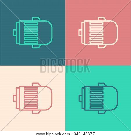 Color Line Electric Engine Icon Isolated On Color Background. Car Alternator. Vector Illustration