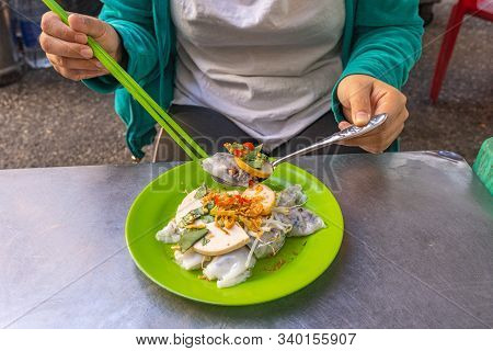 Vietnamese Popular Street Food Steamed Rice Roll- Banh Cuon