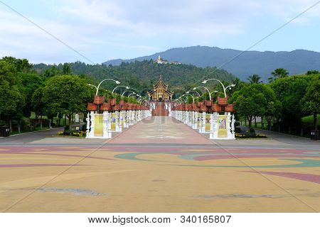 Chiang Mai, Thailand - December 3, 2019: Royal Pavilion In Royal Park Rajapruek Which In Botanical G