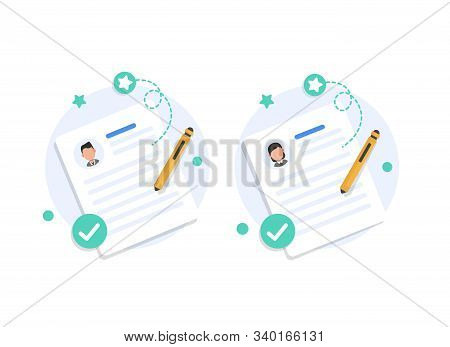 Profile,document Design Concept,flat Cartoon Style Of User Or Profile