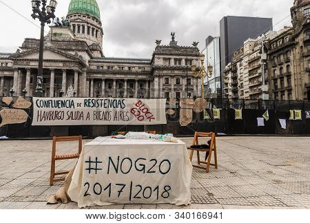 Buenos Aires, Argentina - November 29, 2018: Protests Of Left-wing Against G20