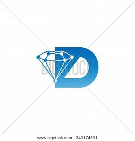 Initial Letter D With Diamond Icon Logo Template