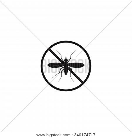Stop Or No Mosquito Icon Logo Design. Simple Flat Vector Illustration