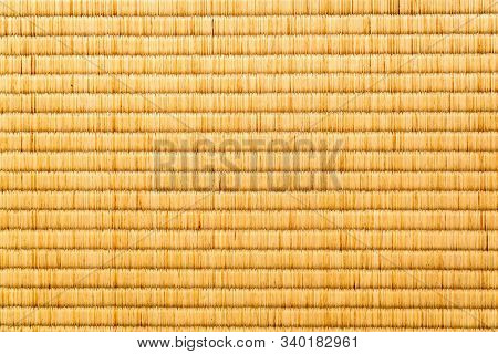 Background Image Of Japanese Tatami Mat. Closeup Texture Of Japanese Tatami Mat In The Room.