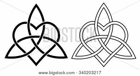 Sign Eternal Love Heart Intertwined With Lotus Flower, Vector Sign Of Infinite Love And Loyalty Hear