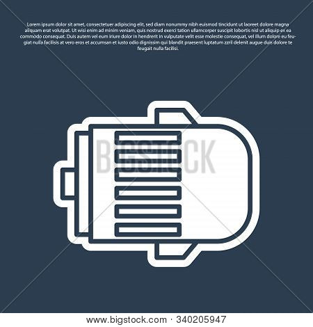 Blue Line Electric Engine Icon Isolated On Blue Background. Car Alternator. Vector Illustration