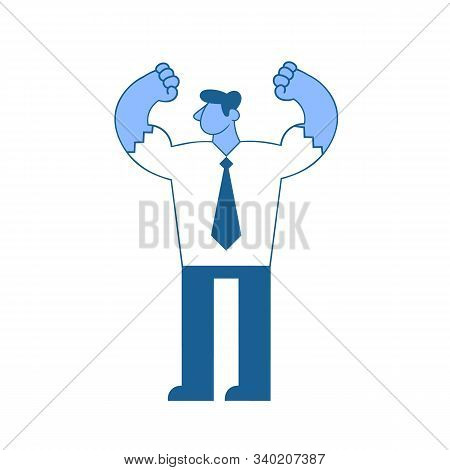 Strong Businessman Showing Bicepses. Leadership, Self-confidence. Concept Vector Illustration Isolat