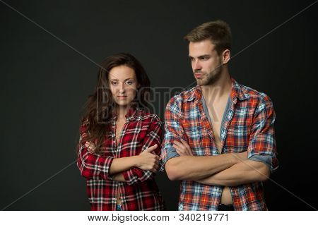 Country Style. Woman And Man Wear Checkered Shirt. Rustic And Country. Sexy People. Youth Fashion. F