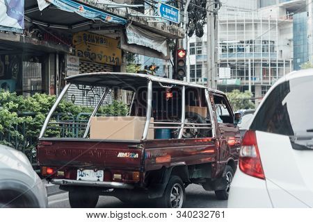 Cars On Busy Road In The City With Traffic Jam