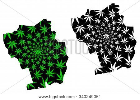 Goh-djiboua District (ivory Coast, Republic Of Cote Divoire) Map Is Designed Cannabis Leaf Green And
