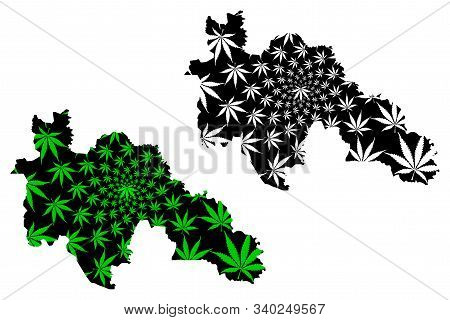 Savanes District (ivory Coast, Republic Of Cote Divoire) Map Is Designed Cannabis Leaf Green And Bla