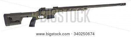 Camouflage Bolt Action Sniper Rifle Isolated On A White Background