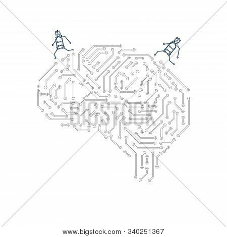 Brain In The Form Of A Printed Circuit Board. Computer Chip. Artificial Intelligence Concept.