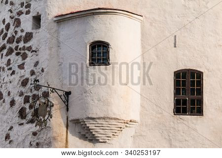 Bow Window And Windows On The Facade Of The Round Tower, Vyborg, Leningrad Oblast, Russia