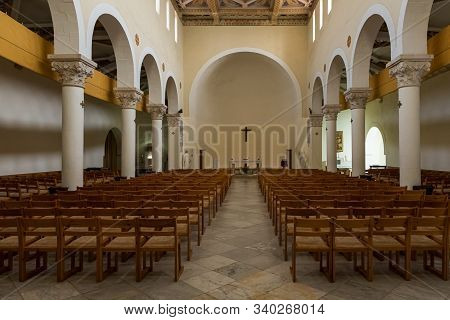 Jerusalem, Israel, December 07, 2019 : The Interior Of The Our Lady Of The Ark Of The Covenant Churc