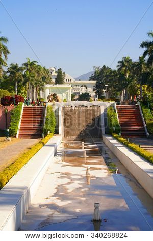 Panchkula, Haryana / India - December 03 2019: Yadavindra Gardens, also known as Pinjore Gardens