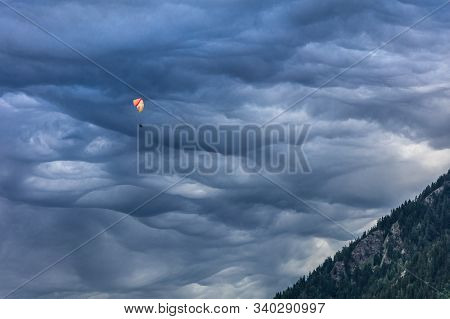 Mammatus Cloud Above The City Of Chamonix. Mont Blanc, France