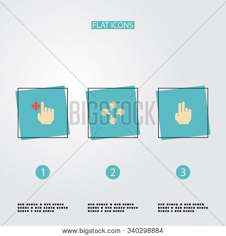 Set Of Gesticulation Icons Flat Style Symbols With Multitouch, Finger, Drag And Other Icons For Your
