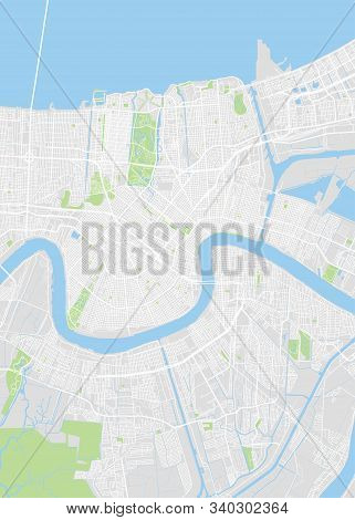 City Map New Orleans, Color Detailed Plan, Vector Illustration