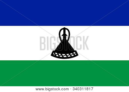 Official Large Flat Flag Of Lesotho Horizontal