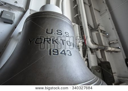 Charleston, South Carolina, United States, Novemner 2019, Original Bell Of The Uss Yorktown