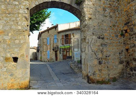 The Water Gate And Buildings Lagrasse, Aude, Languedoc France.