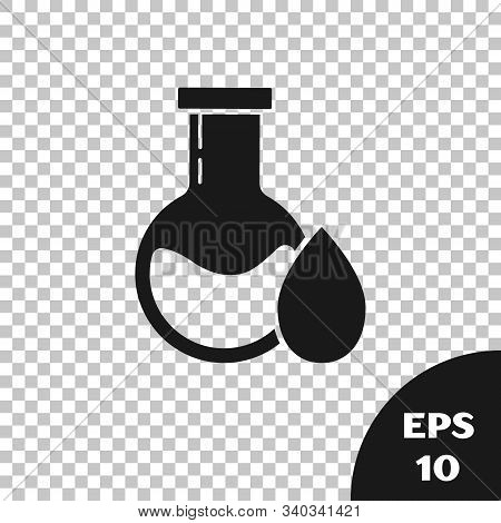 Black Oil Petrol Test Tube Icon Isolated On Transparent Background. Vector Illustration