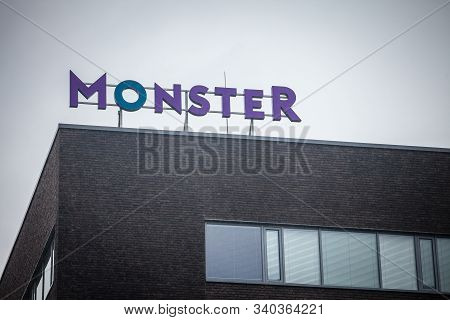 Brno, Czechia - November 5, 2019: Monster.com Logo In Front Of Their Main Office For Brno, Monster W