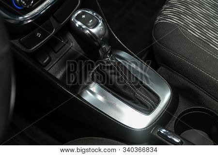 Novosibirsk, Russia - December 06, 2019:  Opel Mokka,  Close Up Of The Manual Gearbox Transmission H