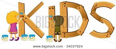 Bir ahşap kids işaret gösterimi