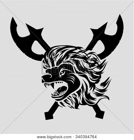 Tribal Tattoo Viking Lion Head Illustration And Vector Logo