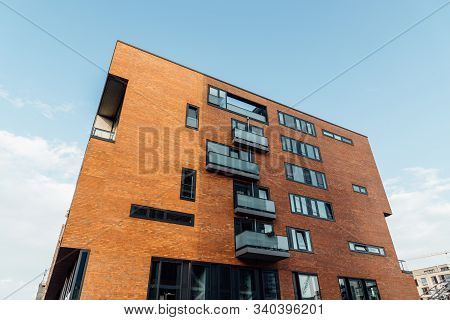 Hamburg, Germany - August 3, 2019: Modern Architecture Residential And Office Buildings Development 