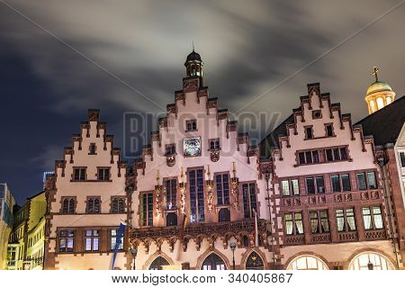 Frankfurt, Germany - Oct 27, 2017: Old Medieval Building At Romerberg Square. It Is Made In Middle-a