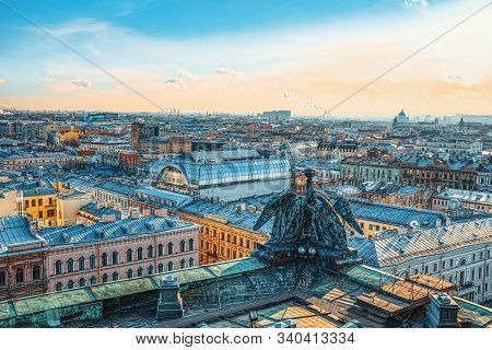 Panoramic View From The Roof Of St. Isaac's Cathedral. Saint Petersburg. Russia.