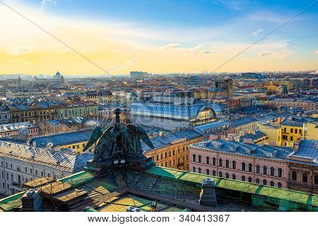 Panoramic View From The Roof Of St. Isaac's Cathedral. Saint Petersburg. Russia.