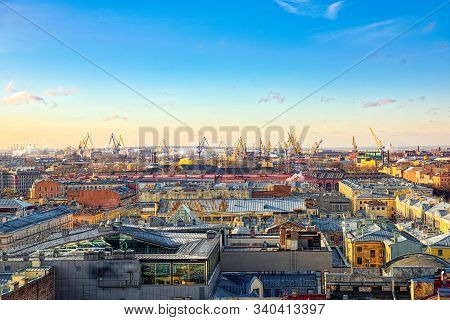 Panoramic View From The Roof Of St. Isaac's Cathedral. Saint Petersburg. Russia.