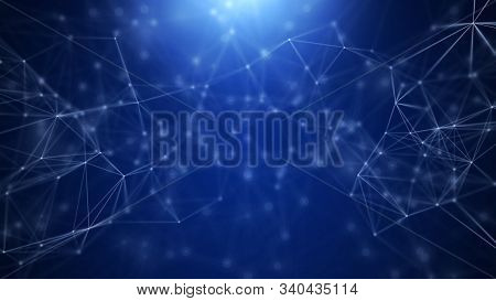 Science Technology. Technology With Line Pattern On Blue Background. Modern Hi-tech Digital Technolo