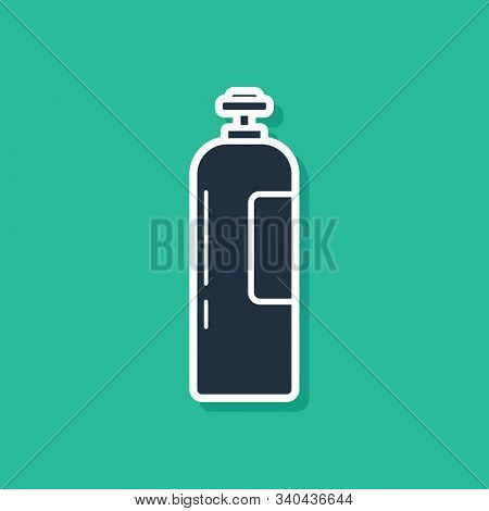 Blue Industrial Gas Cylinder Tank For All Inert And Mixed Inert Gases Icon Isolated On Green Backgro
