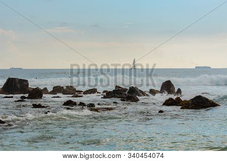 Beautiful View Of The Beach At Sunset. Midigama. Sri-lanka. Acid Beach. Summer.