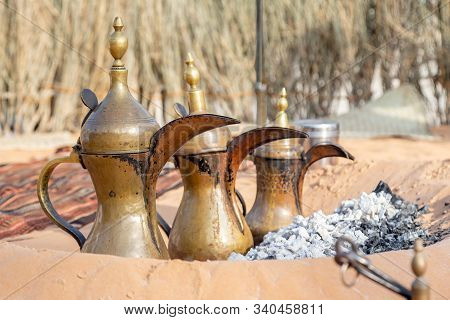 Arabic Traditional Coffee Pots, Uae Heritage Concept