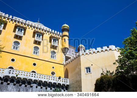 Sintra, Portugal - May, 2018: The Pena Palace A Romanticist Castle Located In Sao Pedro De Penaferri