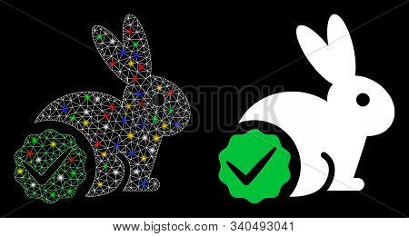 Flare Mesh For Rabbits Only Icon With Glitter Effect. Abstract Illuminated Model Of For Rabbits Only