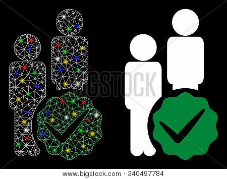 Glowing Mesh Men Only Icon With Sparkle Effect. Abstract Illuminated Model Of Men Only. Shiny Wire F