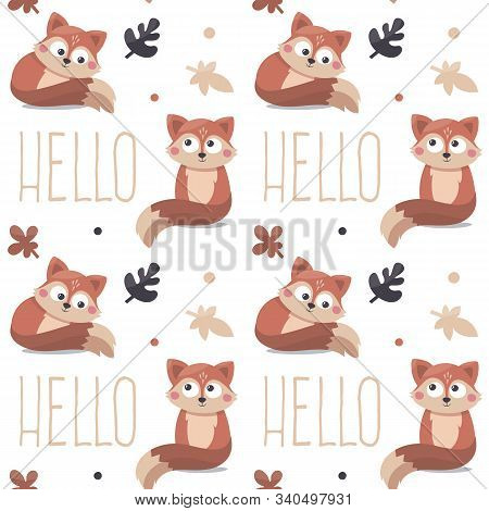 Seamless Autumn Pattern With Fox, Leaves, Wild