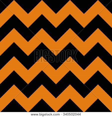 Abstract Black Orange Geometric Zigzag Texture. Vector Illustration.