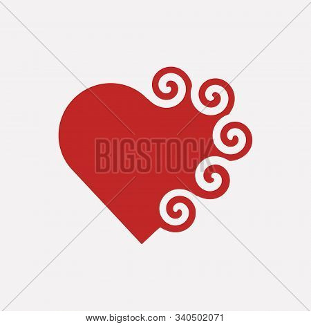 Openwork Beautiful Red Heart On A White Background. Vector Illustration.