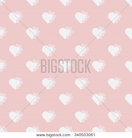 Seamless Pattern With White Hearts On Pink Background. Vector Illustration.