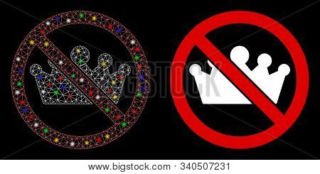 Glowing Mesh No Monarchy Icon With Glow Effect. Abstract Illuminated Model Of No Monarchy. Shiny Wir